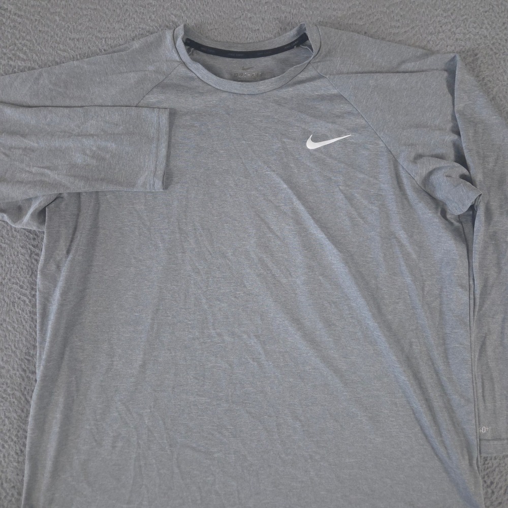 Nike Shirt Mens‎ XL Gray Hydroguard Rash Guard Swim Long Sleeve UPF 40+ Dri-FIT